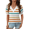 Women’s V-Neck Pleated Puff Sleeve Loose Tops